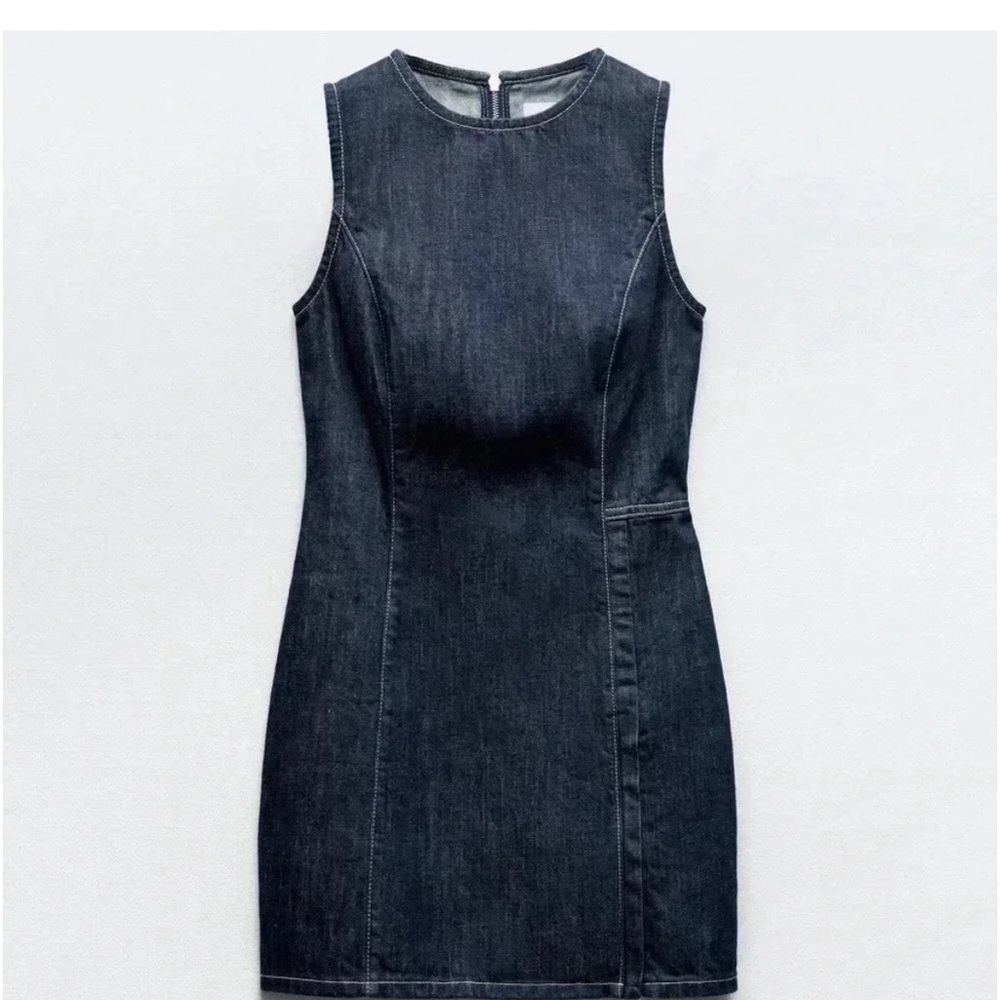 NWT ZARA TRF FITTED DENIM DRESS